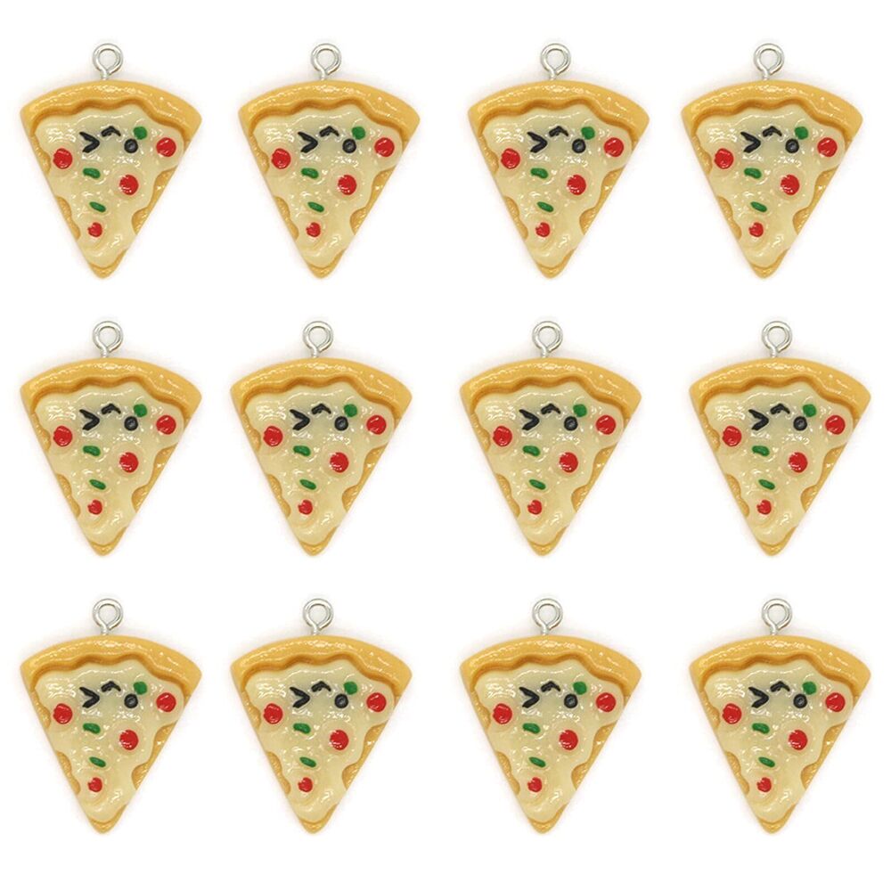8064 30PCS Resin Pizza Charms, Cute Pisa Pie Slice Charms, Creative Food